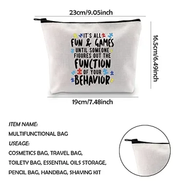 WCGXKO Funny Behavior Therapist Gift Zipper Pouch Makeup Bag For ABA BCBA Behavior Analyst Gift (Fun and Games Behavior)