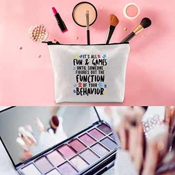 WCGXKO Funny Behavior Therapist Gift Zipper Pouch Makeup Bag For ABA BCBA Behavior Analyst Gift (Fun and Games Behavior)