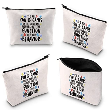 WCGXKO Funny Behavior Therapist Gift Zipper Pouch Makeup Bag For ABA BCBA Behavior Analyst Gift (Fun and Games Behavior)