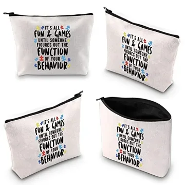WCGXKO Funny Behavior Therapist Gift Zipper Pouch Makeup Bag For ABA BCBA Behavior Analyst Gift (Fun and Games Behavior)