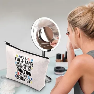 WCGXKO Funny Behavior Therapist Gift Zipper Pouch Makeup Bag For ABA BCBA Behavior Analyst Gift (Fun and Games Behavior)