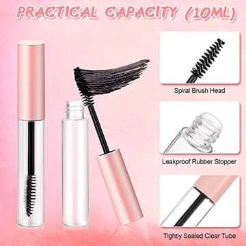 30 Pieces 10 ml Empty Mascara Tubes Eyelash Wand Refillable Clear Bottles Cream Container with 4 Pie...
