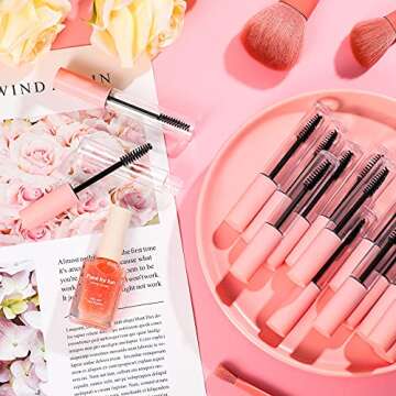 30 Pieces 10 ml Empty Mascara Tubes Eyelash Wand Refillable Clear Bottles Cream Container with 4 Pieces Transparent Funnels Transferring Castor Oil for DIY Cosmetics (Pink)