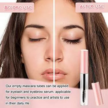 30 Pieces 10 ml Empty Mascara Tubes Eyelash Wand Refillable Clear Bottles Cream Container with 4 Pieces Transparent Funnels Transferring Castor Oil for DIY Cosmetics (Pink)