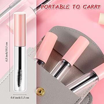 30 Pieces 10 ml Empty Mascara Tubes Eyelash Wand Refillable Clear Bottles Cream Container with 4 Pieces Transparent Funnels Transferring Castor Oil for DIY Cosmetics (Pink)