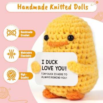 MBLGifts for Boyfriend Girlfriend Her - I Love You, Handmade Crochet Funny Small Cute Duck for Fiance Women Wife Husband Him Birthday