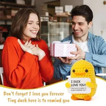 MBLGifts for Boyfriend Girlfriend Her - I Love You, Handmade Crochet Funny Small Cute Duck for Fiance Women Wife Husband Him Birthday