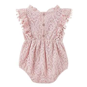 Simplee kids Newborn Baby Girl Pink Lace Cotton Rompers Little Girl Overall Jumpsuit Outfits Cute Ba...