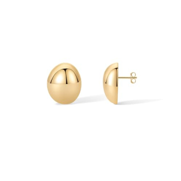 PAVOI 14K Yellow Gold Plated Vintage Dome Retro Rounded Button Half Ball Stud Earrings | Chic Statem...