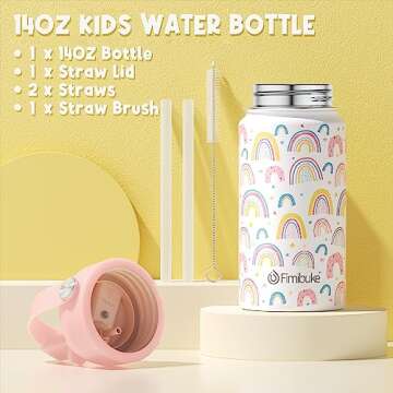 Fimibuke Kids Bento Lunch Box with 4 Compartments, Insulated lunch Bag, Stainless Steel Insulated Water Bottle, Ice Pack & Utensils Set, Birthday Gifts for Ages 3-12 Back to School Toddler Girls Boys