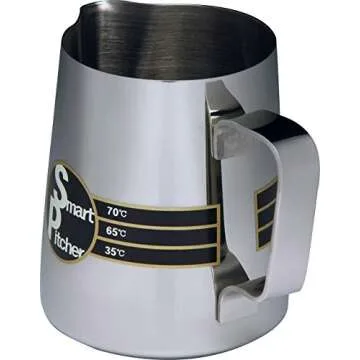 SMART PITCHER Espresso Coffee Milk Frothing Pitcher With Built-In Thermometer, Stainless Steel (32 oz)