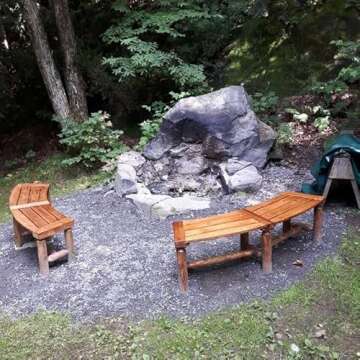 Kdgarden Outdoor Wooden Curved Backless Porch Bench Rustic Style Cedar/Fir Wood Log Fire Pit Bench for Patio Garden Deck and Backyard, 40"-55" W×14" D×16.5" H, Natural Finish