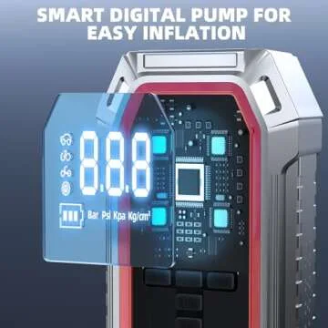 Jump Starter with Air Compressor, 3000A 150PSI Car Battery Jump Starter (9.0 Gas/8.0L Diesel), 12V Jump Box Car Battery Jumper Starter Portable with Jumper Cables, LCD Display, Lights