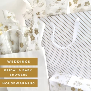 Lain & Lou Floral Tissue Paper for Gifts - Gold Printed Elegance