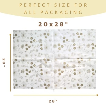 Lain & Lou Floral Tissue Paper for Gifts - Gold Printed Elegance