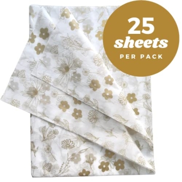 Lain & Lou Floral Tissue Paper for Gifts - Gold Printed Elegance