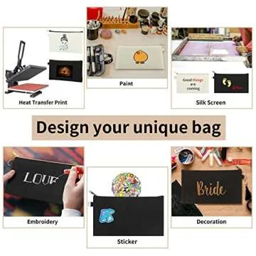 Aspire 6-Pack Canvas Makeup Bags, Blank Cotton Zipper Bags for DIY Craft, 7-3/4 x 4-1/2 Inch (Natural)