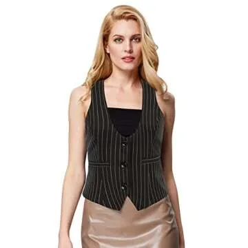 GRACE KARIN Vest for Women Uniform Blazer Vest Steampunk Jacket Black Stripes