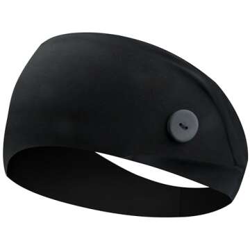 ABAMERICA Headbands with Button for Mask, Wide Nurses Headbands Non Slip Elastic Ear Protection for Women Men Doctors Sweatband Head Wrap