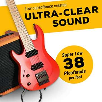 GLS Audio Instrument Cable - 1/4 Inch TS to 1/4 Inch Instrument Cable for Bass/Electric Guitar- Black/Grey Braided Tweed, 10ft