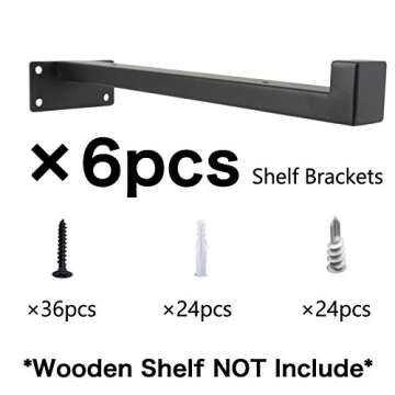 EZYDECOR 6Pcs Floating Shelves Brackets Heavy Duty Wooden Shelf Brackets 10inch Decorative Wall Shel...