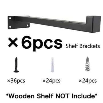 EZYDECOR 6Pcs Floating Shelves Brackets Heavy Duty Wooden Shelf Brackets 10inch Decorative Wall Shel...