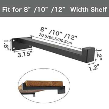 EZYDECOR Heavy Duty Floating Shelf Brackets 10" Black