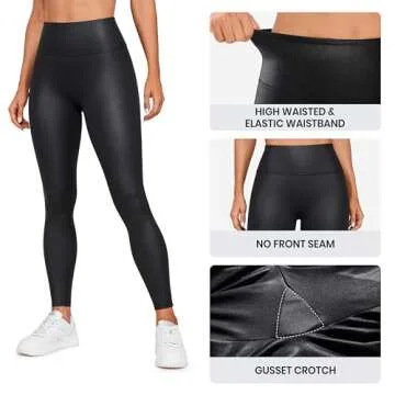 Premium CRZ YOGA Faux Leather Leggings for Active Style