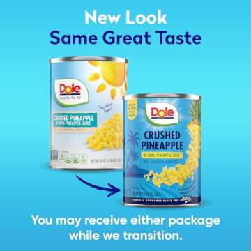 Dole Canned Fruit - Crushed Pineapple in 100% Juice, 20 Oz, 12 Count, Gluten Free, No Added Sugar