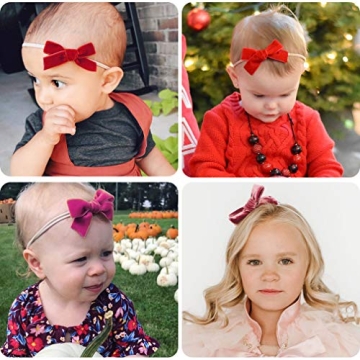 CEELGON Baby Girl Velvet Bow Headbands for Newborns