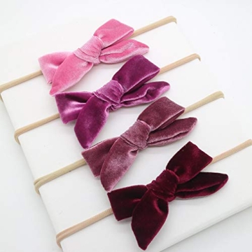 CEELGON Baby Girl Velvet Bow Headbands for Newborns