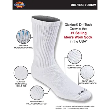 Dickies Men's Big & Tall Dri-Tech Essential Crew Socks