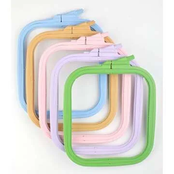 Nurge 5Pcs Plastic Small Square Embroidery Hoops, Cross Stich Hoop, Punch Needle Hoop Multicolor (Small)