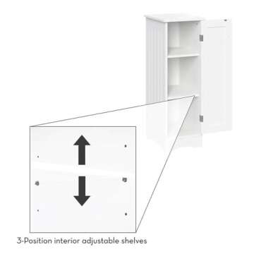 RiverRidge Ashland Slim Linen Cabinet - White - Narrow Storage Cabinet for Bathroom Slim Storage with 2 Adjustable Shelves - Storage Cabinet for Small Spaces