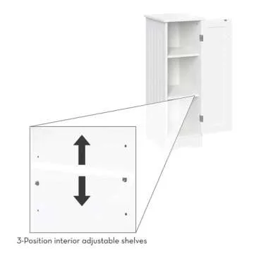 RiverRidge Ashland Slim Linen Cabinet - White - Narrow Storage Cabinet for Bathroom Slim Storage with 2 Adjustable Shelves - Storage Cabinet for Small Spaces