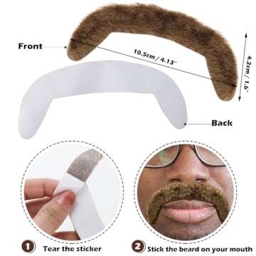 TCOTBE 4 Pcs Self Adhesive Fake Mustache for Costumes