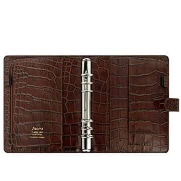 Luxurious Filofax A5 Classic Croc Organiser in Chestnut