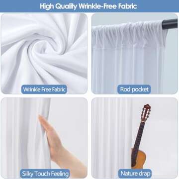10x10ft Wrinkle Free White Backdrop Curtain for Celebrations