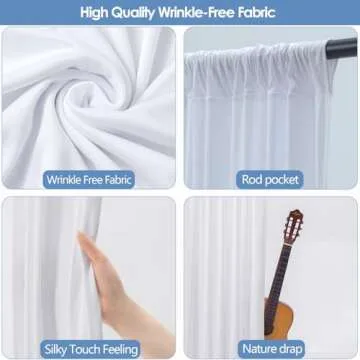 10x10ft Wrinkle Free White Backdrop Curtain for Celebrations