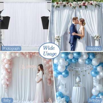 10x10ft Wrinkle Free White Backdrop Curtain for Celebrations