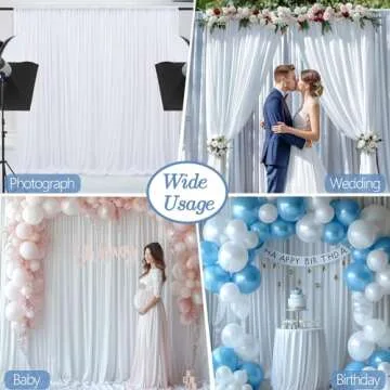 10x10ft Wrinkle Free White Backdrop Curtain for Celebrations