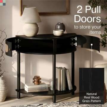 Stead Rattan Half Moon Entry Table with Storage for Compact Spaces