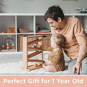Montessori Ball Tracker Wooden Ball Drop - Wood Toys for 3 Year Old - Educational Toy for Baby and Toddler - Ramp Maze Run Track Toy - First Birthday Gift 18 Months