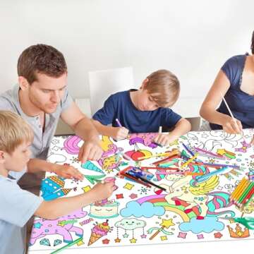 Unicorns Birthday Party Giant Coloring Poster - 31.5x 72 Inches - Versatile Classroom Wall Décor & Unicorns Birthday Activity -Birthday Poster or Table Cover for School Parties and Special Events