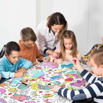 Unicorns Birthday Party Giant Coloring Poster - 31.5x 72 Inches - Versatile Classroom Wall Décor & Unicorns Birthday Activity -Birthday Poster or Table Cover for School Parties and Special Events