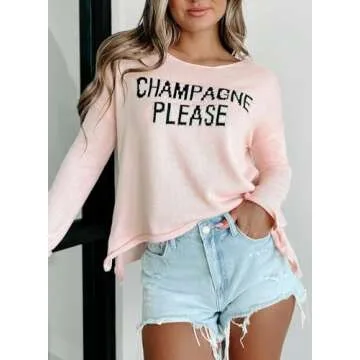 Women's Pink Champagne Please Graphic Sweater for Every Occasion