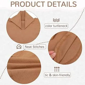 SATINIOR 6 PCS Women Fake Collar Detachable Dickey Collar Solid Turtleneck Mock Turtleneck Dickey Half Blouse Neckline (Light Khaki, Blue, Gray)