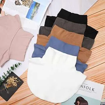 SATINIOR 6 PCS Women Fake Collar Detachable Dickey Collar Solid Turtleneck Mock Turtleneck Dickey Half Blouse Neckline (Light Khaki, Blue, Gray)