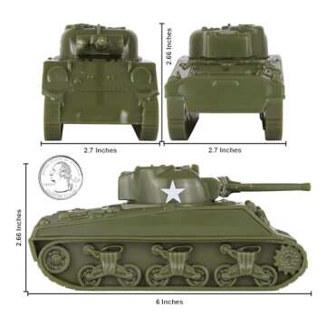 BMC Sherman M4 Tanks - OD Green Plastic Army Vehicles