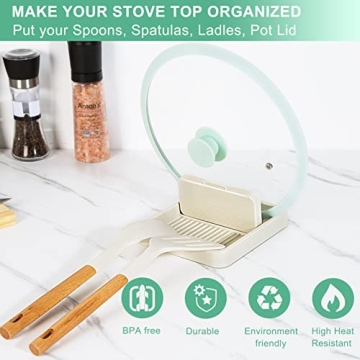 Spoon Rest with Pot Lid Holder for Mess-Free Cooking